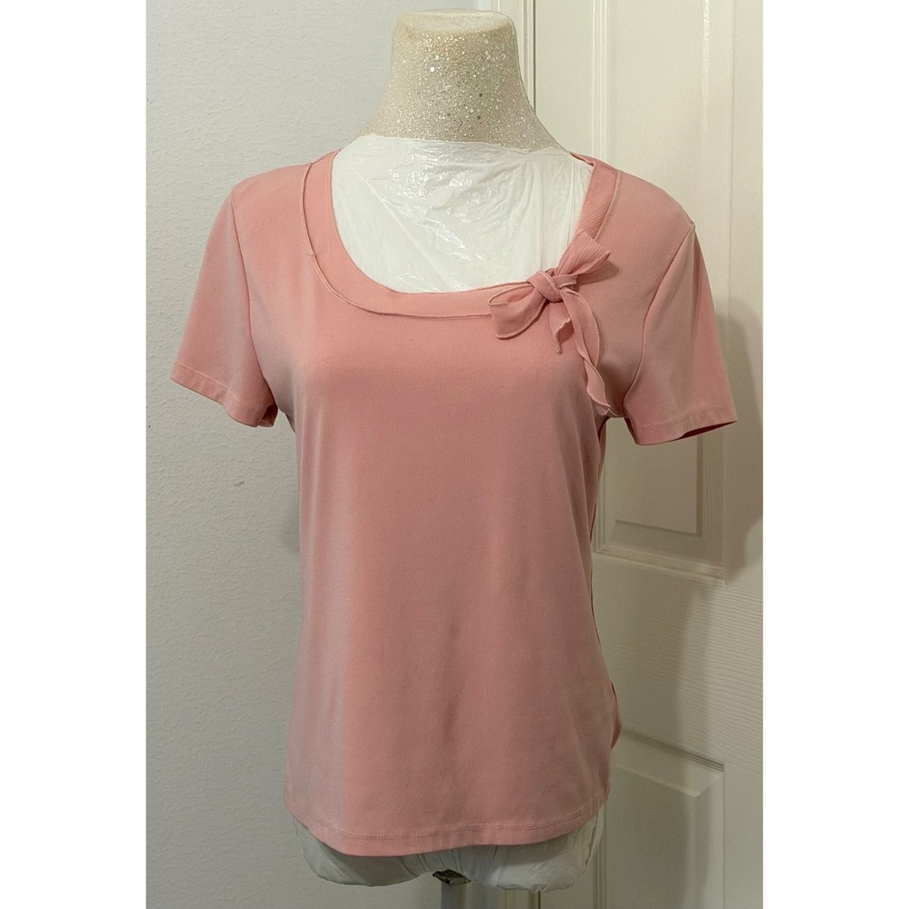 B.I.Y.A.Y.C.D.A. Women'sā sz M Career Pink Bow Accent Scoop Neck Blouse Feminine